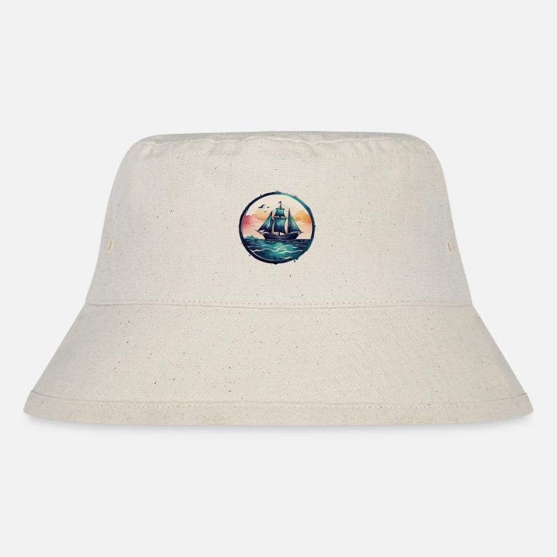 Aquarell Sailingship - Stanley/Stella recycelter Bucket Hat - Naturweiß