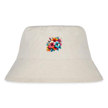 Hibiskusblüten - Stanley/Stella recycelter Bucket Hat - Naturweiß - Vorne