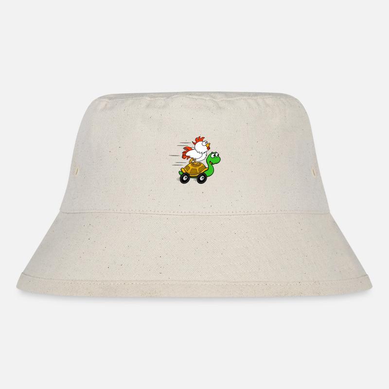 Chickens on Turtle Wagon - Stanley/Stella Recycled Bucket Hat - natural
