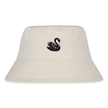 Schwarzer Schwan mit roten Totenköpfen - Stanley/Stella recycelter Bucket Hat - Naturweiß - Vorne