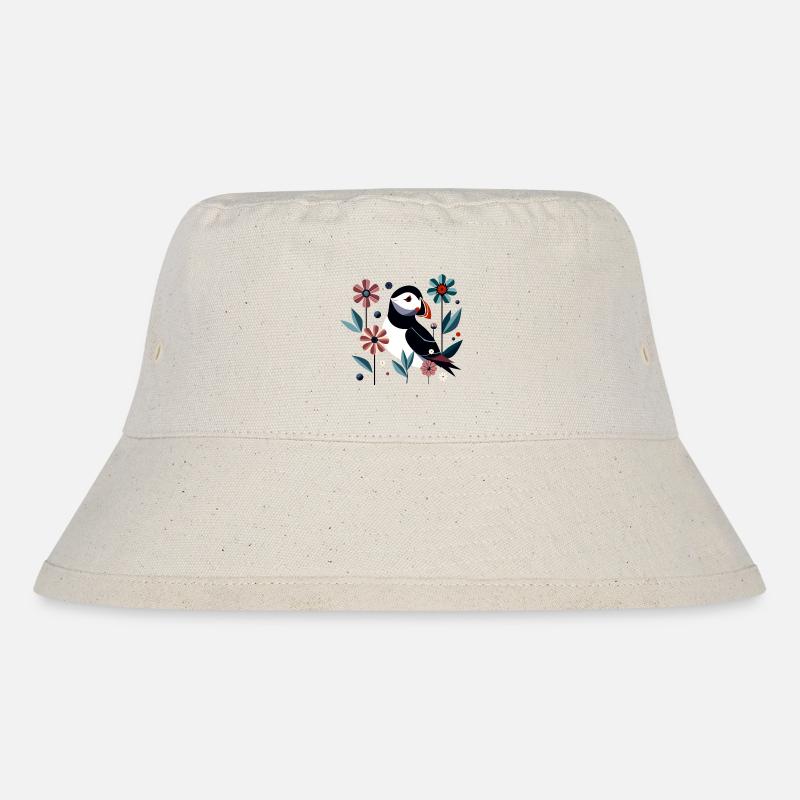 Macareux aux fleurs - Bob recyclé Stanley/Stella - blanc naturel