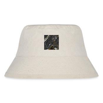 Marmor Schwarz Gold Textur - Stanley/Stella recycelter Bucket Hat - Naturweiß - Vorne