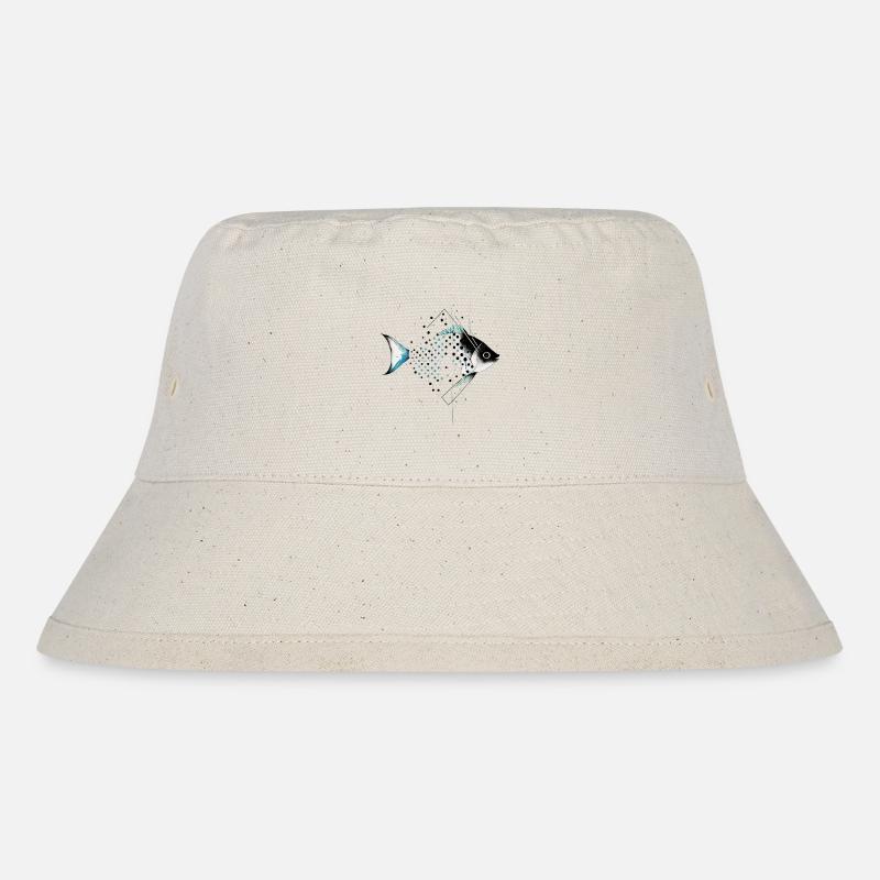 Geometric fish with a blue tint - Stanley/Stella Recycled Bucket Hat - natural