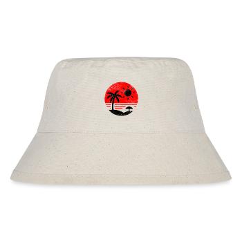 Vintage Beach Rot Schwarz - Stanley/Stella recycelter Bucket Hat - Naturweiß - Vorne