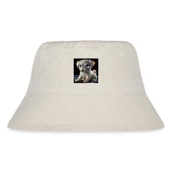 Funkelnder Hund im Diamant-Look - Stanley/Stella recycelter Bucket Hat - Naturweiß - Vorne