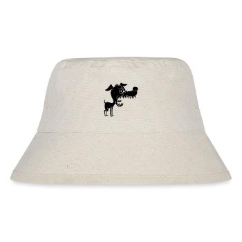 Kleiner schwarzer Hund und großes Maul - Stanley/Stella recycelter Bucket Hat - Naturweiß - Vorne