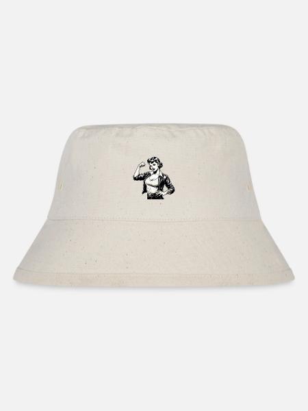 Starke Coole Frau Rockabilly Lederjacke Geschenk - Stanley/Stella recycelter Bucket Hat - Naturweiß
