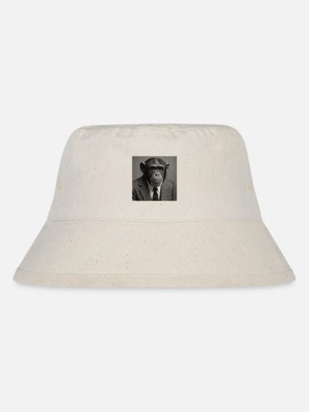 Elegante Affe im Anzug - Stanley/Stella recycelter Bucket Hat - Naturweiß
