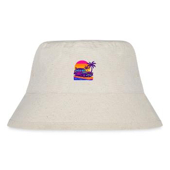 Retro Neon Strandurlaub mit Surfbrett Surf Woody - Stanley/Stella recycelter Bucket Hat - Naturweiß - Vorne