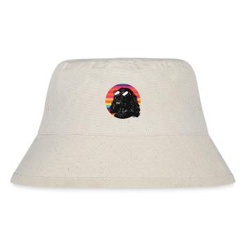 Schwarzer Hund mit Sonnenbrille - Stanley/Stella recycelter Bucket Hat - Naturweiß - Vorne