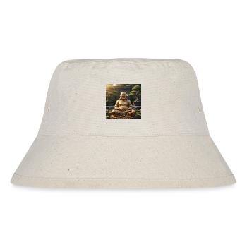 Goldener Lachender Buddha Gartenfigur - Stanley/Stella recycelter Bucket Hat - Naturweiß - Vorne
