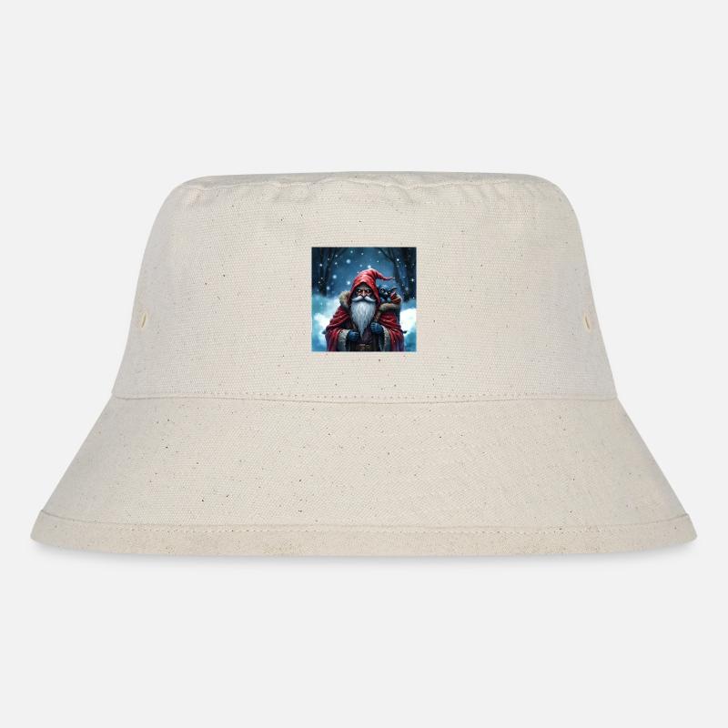 Weihnachtsmann Zauberer mit blauer Katze - Stanley/Stella recycelter Bucket Hat - Naturweiß