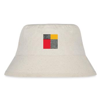Scandi Art: Abstrakte Geometrie in Rot-Orange - Stanley/Stella recycelter Bucket Hat - Naturweiß - Vorne