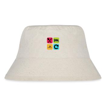 Essen, schlafen, schwimmen, wiederholen, lustiges Zitat, Schwimmbad - Stanley/Stella recycelter Bucket Hat - Naturweiß - Vorne