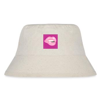 Glossy Pink Lip Bite on Magenta - Stanley/Stella Recycled Bucket Hat - natural - Front