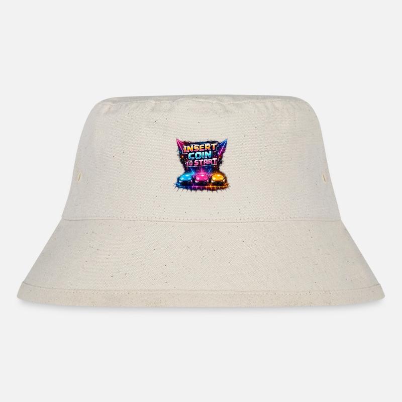 Retro Arcade Neon – Insert Coin - Stanley/Stella recycelter Bucket Hat - Naturweiß