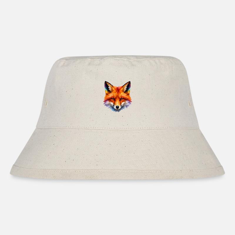 Colored Polygon Fox Head - Stanley/Stella Recycled Bucket Hat - natural