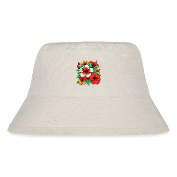 Hibiskusblüten - Stanley/Stella recycelter Bucket Hat - Naturweiß - Vorne