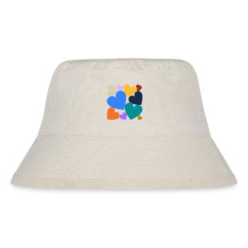 Bunte Herzen im Quadrat - Stanley/Stella recycelter Bucket Hat - Naturweiß - Vorne