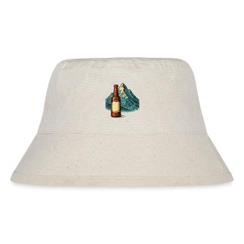 Abstraktes Berglandschaft mit Flasche - Stanley/Stella recycelter Bucket Hat - Naturweiß - Vorne