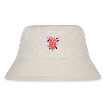 Anatomisches Herz Rosen Bunt - Stanley/Stella recycelter Bucket Hat - Naturweiß - Vorne