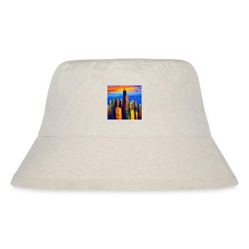 New York Wolkenkratzer während des Sonnenuntergang - Stanley/Stella recycelter Bucket Hat - Naturweiß - Vorne