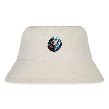 Wolf heult den Vollmond an - Stanley/Stella recycelter Bucket Hat - Naturweiß - Vorne