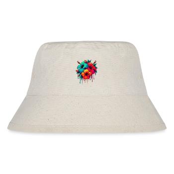 Hibiskusblüten - Stanley/Stella recycelter Bucket Hat - Naturweiß - Vorne