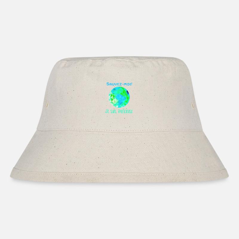 Geometrischer Globus Blau Grün Rette mich! - Stanley/Stella recycelter Bucket Hat - Naturweiß