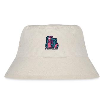 Bleib warm Kuscheliger Wurm in Mütze und Schal - Stanley/Stella recycelter Bucket Hat - Naturweiß - Vorne