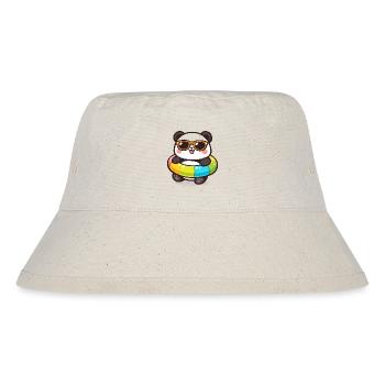 Panda im Sonnenbrillen-Schwimmring - Stanley/Stella recycelter Bucket Hat - Naturweiß - Vorne
