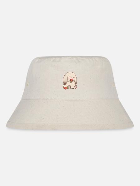 Adorable Bunny Nibbling Strawberries - Stanley/Stella Recycled Bucket Hat - natural