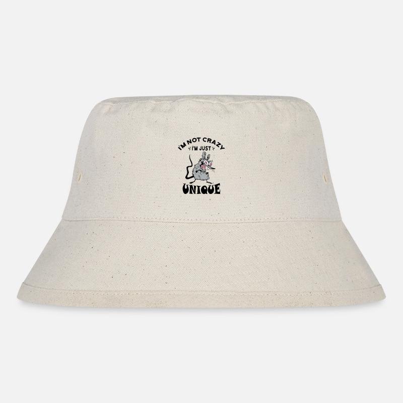 I'm not crazy I'm just unique, Weird Mouse - Stanley/Stella recycelter Bucket Hat - Naturweiß