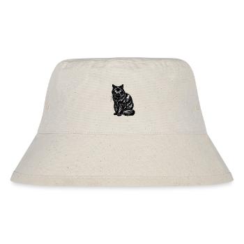 Black Cat Portrait in Contrasting Illustration - Stanley/Stella Recycled Bucket Hat - natural - Front