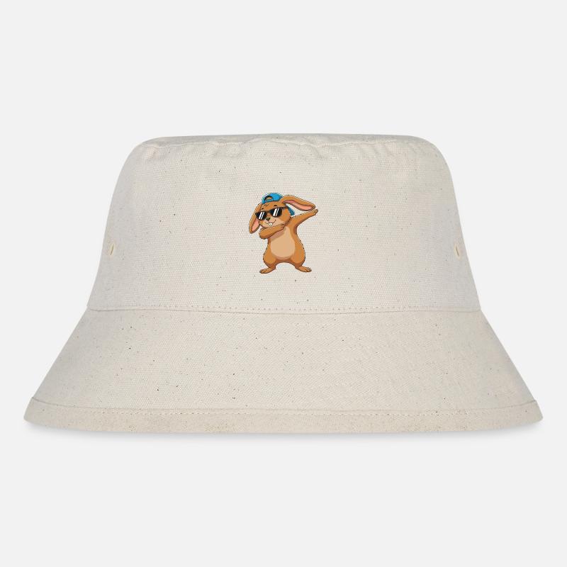 Cool Dabbing Rabbit Sunglasses Cartoon Art - Stanley/Stella Recycled Bucket Hat - natural