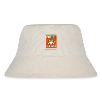 Kaffee- und Yoga-Retro-T-Shirt - Stanley/Stella recycelter Bucket Hat - Naturweiß - Vorne