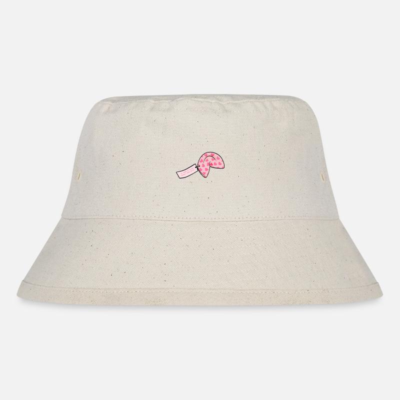 Glückskeks pink mit Herzen - Stanley/Stella recycelter Bucket Hat - Naturweiß