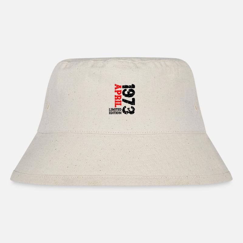 1973 April Limited Edition Geburtstag Geschenk - Stanley/Stella recycelter Bucket Hat - Naturweiß