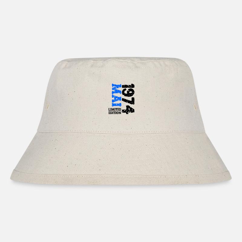 1974 Mai Limited Edition Geburtstag Geschenk - Stanley/Stella recycelter Bucket Hat - Naturweiß