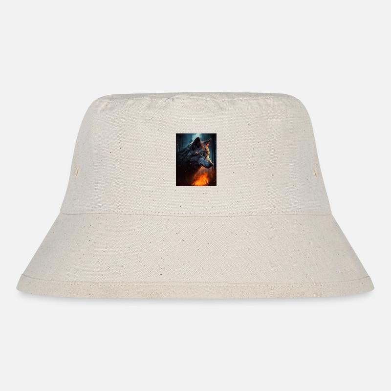 Lone Wolf in the fire forest - Stanley/Stella Recycled Bucket Hat - natural