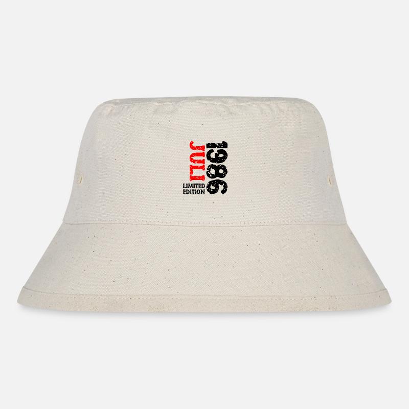 1986 Juli Limited Edition Geburtstag Geschenk - Stanley/Stella recycelter Bucket Hat - Naturweiß