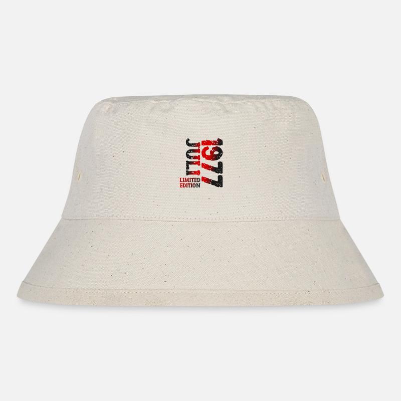 1977 Juli Limited Edition Geburtstag Geschenk - Stanley/Stella recycelter Bucket Hat - Naturweiß