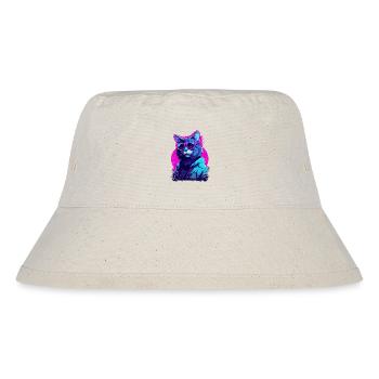 Vaporwave Aesthetic Cat portant des lunettes de soleil - Bob recyclé Stanley/Stella - blanc naturel - Devant