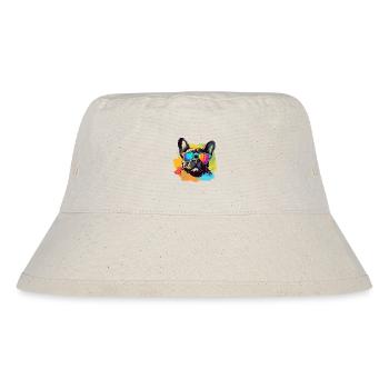 Bunte französische Bulldogge mit Sonnenbrille - Stanley/Stella recycelter Bucket Hat - Naturweiß - Vorne
