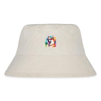 Colorful Akita Wearing Sunglasses Dog Lover - Stanley/Stella Recycled Bucket Hat - natural - Front