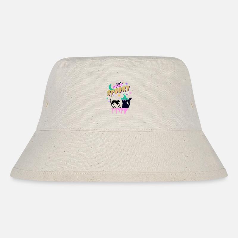Stay Spooky Halloween schwarze Katzen mit Hexenhut - Stanley/Stella recycelter Bucket Hat - Naturweiß