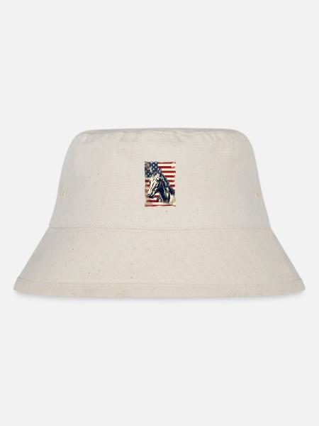 Amerikanische Flagge mit Pferd USA Liebhaber - Stanley/Stella recycelter Bucket Hat - Naturweiß