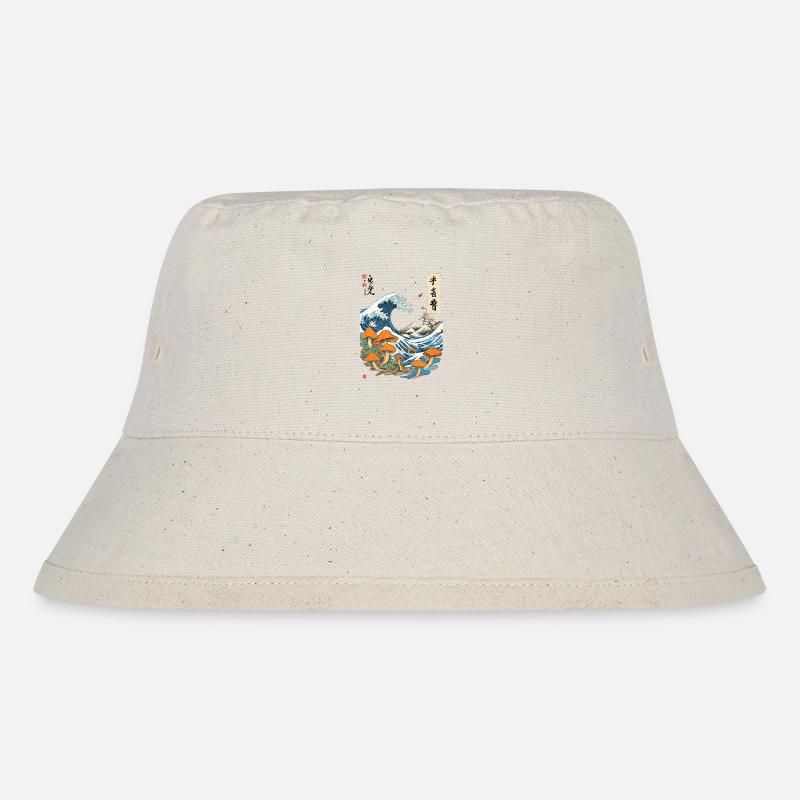 Vague japonaise Vintage champignons Ukiyo-E Design - Bob recyclé Stanley/Stella - blanc naturel