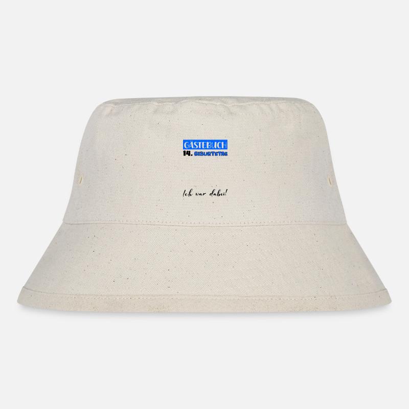 Gästebuch Deko Männer Jungen 14. Geburtstag Tshirt - Stanley/Stella recycelter Bucket Hat - Naturweiß