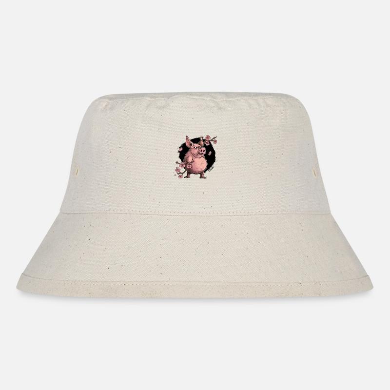 Das Japan Sakura Kirsch Blüten Schwein - Stanley/Stella recycelter Bucket Hat - Naturweiß